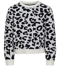 Kids Only Blouse - Wool - Knitted - KogDora - Birch/Black Leo