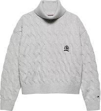 Tommy Hilfiger Blouse - Knitted - Cable Turtle - Light Grey Heat