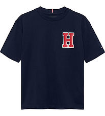 Tommy Hilfiger T-Shirt - Varsity Vorderseite Rückseite - Dark Na