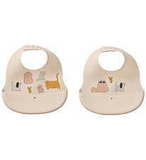 Liewood Bibs - Silicone - 2-Pack - Ember - Cats Duck Dogs/Sa