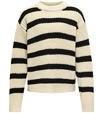 Kids Only Blouse - Gebreid - Noos - KogJusty - Eggnog/Black