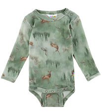 Joha Bodysuit l/s - Wool - Green w. Forest