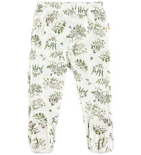 Joha Leggings m. fot - Ull/Silke - Off White m. träd