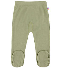 Joha Leggings m. Fot - Rib - Ull/Silke - Grön