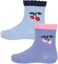 Konges Sløjd Socks - 2-Pack - Jaquard Frill - Blue Fog/Purple