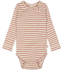 Petit Piao Bodysuit l/s - Rib - Modal - Nostalgic Rose/Off White