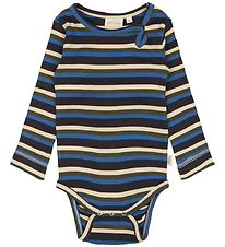 Petit Piao Bodysuit l/s - Rib - Modal - True Navy/Multistripe