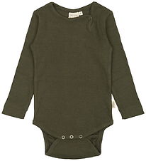 Petit Piao Romper l/s - Rib - Modaal - Green Leaf
