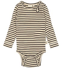 Petit Piao Bodysuit l/s - Rib - Modal - Coffee Bean/Off White