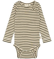 Petit Piao Bodysuit l/s - Rib - Modal - Green Leaf/Off White