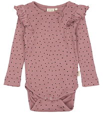 Petit Piao Bodysuit l/s - Rib - Modal - Nostalgic Rose/Coffee