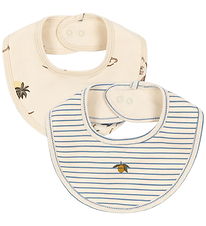 Konges Sløjd Drool bib - 2-Pack - Kubi/Stripe Blue