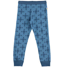Joha Leggings - Wool/Cotton - Blue w. Snowflakes