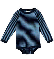 Joha Bodysuit l/s - Wool - Blue w. Stripes