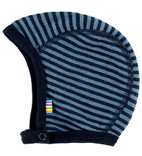 Joha Baby Hat - Wool - Blue w. Stripes