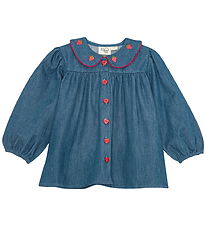 Flöss Genser - Vilma - Denim - Mid Blue Strawberry