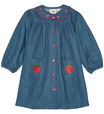 Flöss Klänning - Vilma - Denim - Mid Blue Strawberry