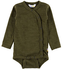 Joha Wrap Bodysuit l/s - Wool - Moss Green