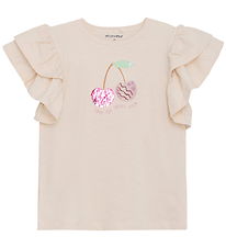 Minymo T-shirt - Sandshell w. Cherry