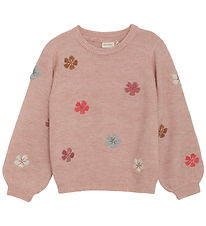 Minymo Blouse - Knitted - Misty Rose w. Flowers