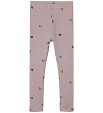 Name It Leggings - Noos - NmfNutti - Burnished Lilac w. Hearts