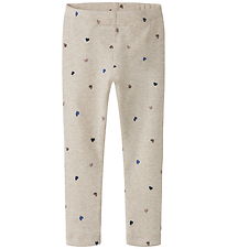 Name It Leggings - Noos - NmfNutti - Peyote Melange w. Hearts