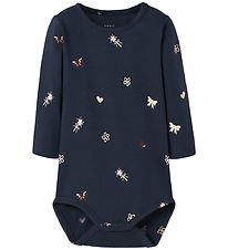 Name It Bodysuit l/s - NbfVandora - Navy Blazer/Flowers Duck Hea