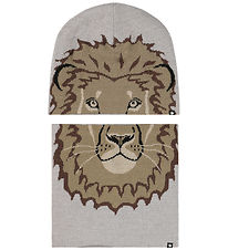 Molo Beanie w. Tube Scarf - Kleo - Wool/Polyester - Lion Face