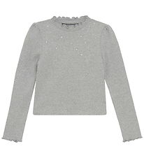 Creamie Blouse - Rib - Light Grey Melange