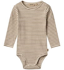 Wheat Bodysuit l/s - Rib - Berti - Stone Stripe