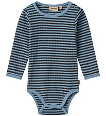 Wheat Bodysuit l/s - Rib - Berti - Bright Blue Stripe