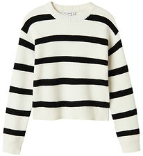 Name It Blouse - Knitted - NkfVnilla - Cloud Dancer/W. Black Str