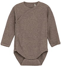 Fixoni Wrap Bodysuit l/s - Rib - Coffee Quartz Melange