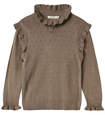 Fliink Blouse - Gebreid - Roem - Pijnboom Bark m. Pointelle