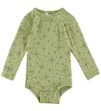 Joha Bodysuit l/s - Wool - Light Olive w. Stars
