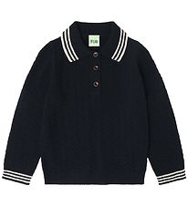 Polo FUB - Tricoté - Laine - Zigzag - Dark Marine