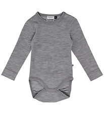 Hummel Bodysuit l/s - HmlMini - Wool - Rib - Grey Melange