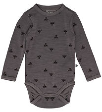 Hummel Bodysuit l/s - HmlMini - Wool - Charcoal Grey