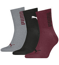 Chaussettes Puma - Unisex Rib Logo Short - 3 Pack - Burgundy/Noi
