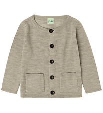 FUB Cardigan - Rib - Knitted - Wool - Oat Melange