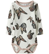 Name It Romper l/s - Wol - NbfWillitus - Snow White/Vlinderdas