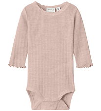 Name It Romper l/s - Wol/Zijde - Rib - NbfWossa - Shadow Grijs