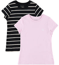 T-shirts Calvin Klein - 2 Pack - Rose/Noir av. A Rayures