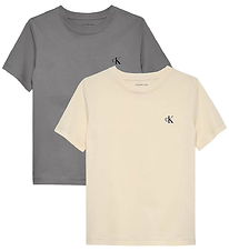Calvin Klein T-shirts - 2er-Pack - Monogramm - Granitgrau/Whitec