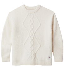 Calvin Klein Bluse - Polyester/Wolle - Flauschig - Whitecap Grau