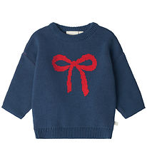 That's Mine Blouse - Knitted - Nasha - Key Blue/Red Bow