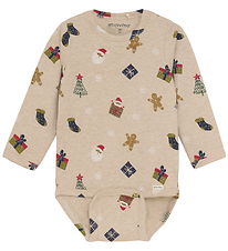 Minymo Bodysuit l/s - Beige Melange