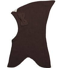 Racing Kids Balaclava - Wool/Cotton - 2-layer - Brown w. Bow