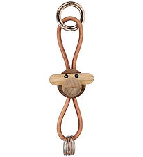 Kay Bojesen Nyckelring - Apa/Guld - Naturläder Teak/Limba