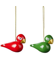 Kay Bojesen Träfigur - 2 st. - Julfågel - Röd/Grön
